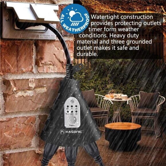 Outdoor Light Timer, Waterproof Plug in Sensor Outlet Timer Switch, 100 ft Range - Picture 5 of 7